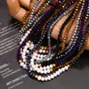 Moda Europea y Americana Elegante Colgante Acero Inoxidable Diez Perlas de Agua Dulce Cristal con Facetas Oscuras Collar Hecho a Mano con Cuentas para Mujeres