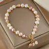 Pulseira de Pérolas Naturais Barrocas Coloridas para Mulheres, Pulseira de Luxo Leve de Nicho, Joias de Contas de Alta Qualidade no Atacado