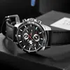 Fabricante Directo Moda Hombre Impermeable Deportes al Aire Libre Casual Reloj Estudiante Correa de Cuero Calendario Reloj de Cuarzo