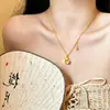 Collar de Calabaza con Escamas de Pescado Chapado en Oro de 24 Quilates para Mujer CNC Precisión Nano Alta Retención de Color Súper Brillante Retro Fu Lu Cadena para Clavícula Accesorios