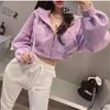 Sudadera Deportiva Corta de Forro Polar de Color Sólido con Capucha, Estilo Nuevo Primavera y Otoño 2026, Chaqueta Cardigan de Cremallera Holgada de Moda para Mujer, Tendencia