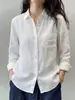 Camisa Blanca de Lino Estilo Francés con Protección Solar para Mujer, Ropa de Trabajo Elegante para Primavera y Verano, Camisa de Manga Larga de Alta Gama, Top de Algodón y Lino