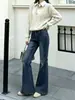 Jeans acampanados de tiro alto con pedrería estilo coreano para mujer, nueva moda otoño/invierno 2026, ajustados, elásticos, con caída, de corte bootcut