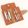 Tesoura de Unha de Aço Inoxidável Conjunto de 4 Peças Bolsa Dobrável Alicate de Manicure Cortador de Unha Tesoura de Unha Doméstica Ferramentas de Manicure
