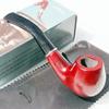 Cachimbo Clássico Nostálgico Cachimbo de Tabaco Cachimbo de Madeira Maciça Curvo Cachimbo com Filtro Circulante com Estojo de Couro Atacado de Fábrica