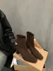 Botines de Tacón Alto para Mujer 2025 Nuevo Otoño e Invierno Retro Francés Gamuza Tacón Grueso Botines Ajustados Elegantes Botines Coreanos al Tobillo
