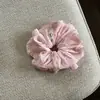 Scrunchie de Renda Plissada Cor Creme Doce Estilo Coreano para Mulheres, Prendedor de Cabelo de Alta Qualidade para Rabo de Cavalo Baixo, Novo Acessório de Cabelo