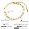 Pulseira de Aço Inoxidável Cruzada Fashionável Tendência Estilo Ins Corrente para Dorso da Mão Cravejada com Zircônia Banhada a Ouro 18K Real À Prova d'Água Resistente à Descoloração Joia para Mão