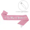Moda Europea y Americana Niños Tela Rosa con Purpurina Correas para el Hombro Correas de Hombro con Palabras de Colores Decoración de Cinturón para Fiesta de Cumpleaños de Niñas