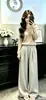 Pantalones Anchos Suaves y con Caída para Mujer, Nuevo Estilo Otoño, Cintura Alta, Holgados, Pantalones de Terciopelo Arroz Pegajoso, Estilo Perezoso, Para Personas Bajitas, Pierna Recta