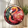 Colgante de cristal de flamenco rosa transfronterizo con diseño de color, decoración de vidrio para el hogar, adorno para ventana, atrapasoles para jardín