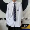 Camisa Branca de Manga Longa para Homem, Estilo College Japonês, Fresca e Simples, Solta na Moda, Uniforme Dk da Turma