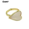 WT-R559 Ametista Natural Pedra Tianhe Coração Único Pingente Pequeno Banhado a Ouro 18k Anel Diário para Meninas