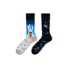 Calcetines de Moda Originales Asimétricos Estilo AB para Mujer Calcetines de Algodón de Verano Zhejiang Arte de Dibujos Animados Personalizado Calcetines de Algodón de Tubo Medio para Hombres y Mujeres