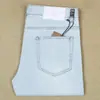 Jeans para Hombre Lavados Vintage Azul Claro, Delgados Finos Rectos Elásticos para Primavera/Verano, Versátiles Casuales para Viajar, Pantalones Largos