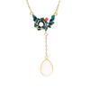 2022 Tendencia Nacional Palacio Vintage Accesorios Cloisonné Chapado en Oro Esmalte Flor de Peonía Gotas de Agua Imitación Jade Hetian Colgante Collar