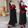 Top de punto de encaje de punto para maternidad Otoño 2026 + Vestido chaleco de maternidad versátil estilo coreano adelgazante Set de maternidad