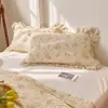 2026 Funda de Almohada de Tejido Waffle 100% Algodón para el Hogar con Encaje Cubierta Interior para Relleno de Almohada Venta al por Mayor