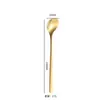 Colher de Sobremesa de Aço Inoxidável 304 Colher de Mexer Doméstica com Cabo Longo Colher Criativa Coreana para Café Colher de Mel Colher para Caneca