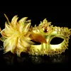 Fabricante Original Atacado Halloween Natal Festa Dançante Pequena Beleza com Flor de Lírio Máscara de Dança Feminina Dourada