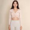Novos Tops de Roupa de Yoga para Primavera e Verão para Mulheres Manga Longa Estilo Ins Popular Cruzado Moda Fitness Corrida Esportes Camiseta