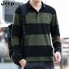 JEEP SPIRIT Otoño Nueva Camiseta de Manga Larga de Moda para Hombre Camisa Polo Casual de Moda Bordada Versátil