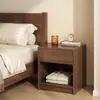 Mesita de noche moderna y minimalista para dormitorios, con un solo cajón, hecha de madera maciza, adecuada para apartamentos pequeños y hoteles