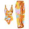 Bikini de una pieza europeo y americano 2025 Transfronterizo Lazada Falda de gasa estampada con protección solar Cubretraje de playa Traje de baño para vacaciones en aguas termales