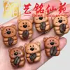 Acessórios em formato de coração de urso com grãos de café em madeira de pêssego antigo, contas soltas para artesanato DIY, joias, contas soltas para pulseiras e colares com contas