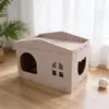 Villa para Gatos Integrada Resistente a Rayones y al Desgaste, Casa Plegable Semicerrada para Gatos, Nido y Rascador para Gatos de Doble Capa de Fieltro de Doble Uso