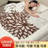 Manta Chal Jacquard Catiónico Engrosado Floreado Manta para Siesta en la Oficina Capa con Guantes con Capucha Capa de Otoño e Invierno