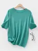 Camiseta de veludo de uma linha pronta para usar com bainha enrolada, manga curta para mulheres, top de malha fino, solto, versátil, casual, gola redonda para usar por cima