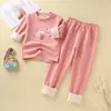Conjunto de Roupa Íntima Térmica Infantil, Pijama Térmico para Meninos, Tops e Calças de Outono para Crianças Maiores, Roupa Térmica de Algodão Camada Base para Meninas para o Inverno