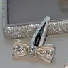 Novo Exquisito Versátil Fofo Luxo Leve Fada Branco Laço Strass Presilha Bb Acessório de Cabelo Francês Ornamento de Cabelo Leve para Casamento