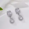 Brincos Quadrados Geométricos de Zircônia com Pingente de Gota e Franja de Luxo Leve e de Alta Qualidade para Mulheres Nova Moda de Luxo Dongdaemun
