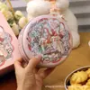 Caja redonda pequeña de hojalata de fábrica caja para galletas caja de alimentos caja para postres de horneado conejo oso frasco redondo