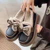 Zapatos de cuero para mujer estilo japonés que aumentan la altura, nueva colección de invierno 2026, con forro de felpa, detalle de lazo, suela de plataforma, estilo Mary Jane francés, zapatos de algodón