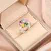 Anillo Giratorio de Descompresión Corazón Accesorio Giratorio Accesorio de Joyería para Mano Colgante Anillo Abierto Transfronterizo Trébol de Cuatro Hojas
