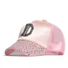 Gorra para Niños Estilo Coreano Moda Tendencia Letra A Letra D Gorra de Béisbol con Lentejuelas Ajustable Transpirable Sombrero para el Sol