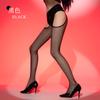 Meias de Seda Meia-Calça Sem Costura na Virilha Vazadas Laterais Fivela de Suspensão Brilho Óleo Aurora Preto Sexy Seda Tentação Fina Borda Vermelha Alça Livre