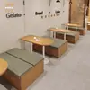 Comida e Bebida Restaurante de Macarrão Cafeteria Cartão de Parede Assento Sofá Banco sem Encosto Lanches Sobremesa Loja de Chá com Leite Combinação de Mesa e Cadeira