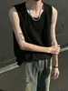 Chaleco con Textura de Raya de Pista para Hombre Verano Oversize Sin Mangas para Fitness Camiseta Absorbente de Sudor
