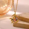 Collar de Tortuga con Microincrustaciones de Zirconia de Colores Serie Nuevo Océano Europeo y Americano Colgante de Concha de Perla Tiburón Estrella de Mar Joyería