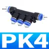PK pneumático cinco-porta five-way joint air pipe plástico rápido plug-in 4 6 10 12mm 8mm