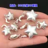 Pingente Estrela e Lua de Origami em Prata Pura S999 Joias de Cristal Pulseira Tecida à Mão Colar Acessórios DIY Feitos à Mão
