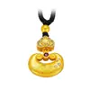 Loja de Ouro Mesmo Estilo Ouro Antigo Banhado Diamante Incrustado Peixe Carpa e Lótus Ruyi Cadeado Pingente Colar, Estilo Chinês Versátil Cadeado Pingente Atacado