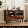Gabinete con Cajones, Gabinete de Almacenamiento para Sala de Estar, Gabinete Pequeño de Pie Estilo Antiguo, Gabinete de Almacenamiento Retro de Ratán, Gabinete de Almacenamiento de Pared para Dormitorio, Gabinete con Cajones