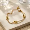 Pulseira de Aço Titânio Dupla Camada Empilhável Nariz de Porco Luxo Leve Europeia e Americana para Mulheres Exquisita Simples de Alta Qualidade Versátil Nicho Não Desbota
