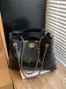 Bolso Cubo Bolso Cruzado de Invierno con Cadena Bolso Cruzado Simple para Mujer Bolso de Hombro en Color de Contraste Bolso Tote de Mano Grande Capacidad Casual