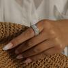 Aliexpress Lo Más Vendido Moda Europea y Americana Clásico Arcilla Blanda Anillo de Cinco Filas Full Diamante Acero Inoxidable Anillo de Novia Unisex